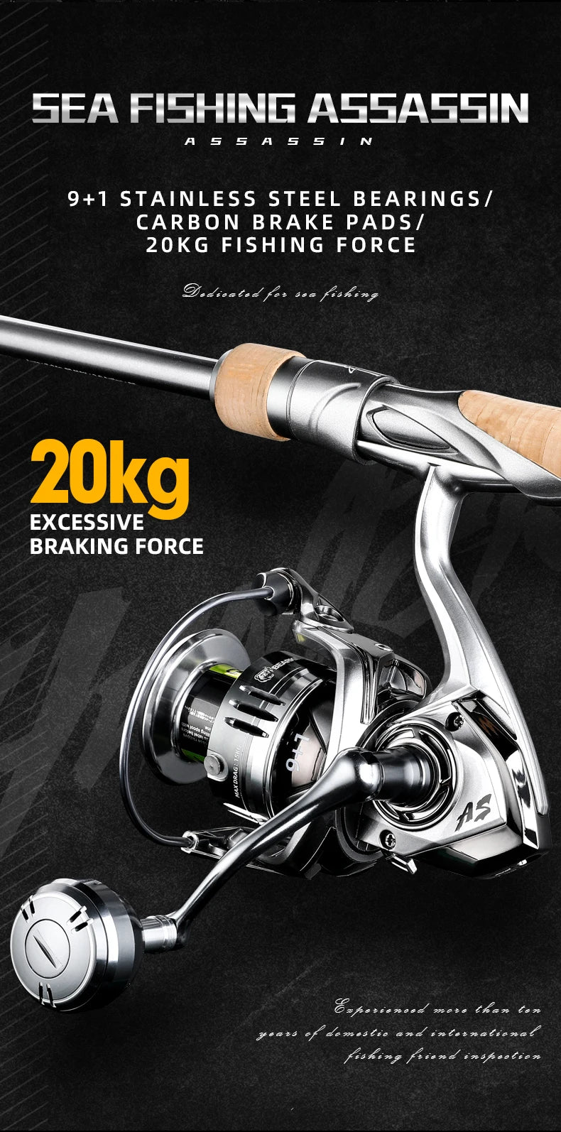 BEARKING Assassin Saltwater  Spinning  Reel 1000-6000 9+1BB 5.2:1 Max Drag 10-20KG