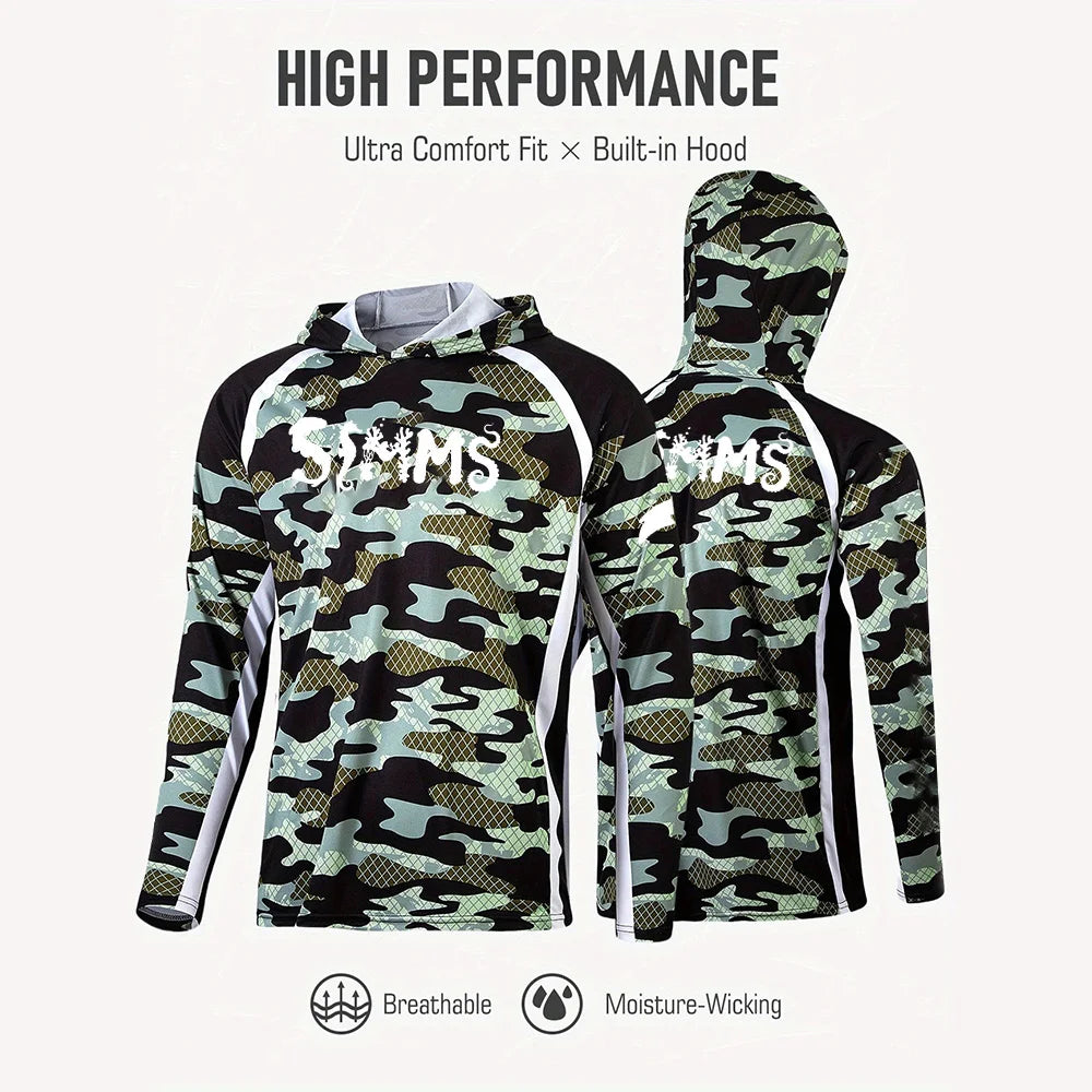 Simms Men’s Hooded Fishing Shirt | UPF 50+ Sun Protection | Moisture-Wicking | Quick-Dry Outdoor Performance Top