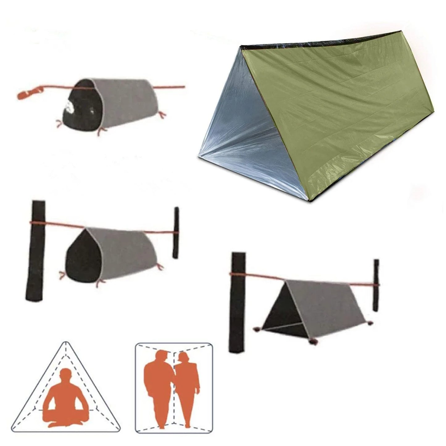 2-Person Emergency Waterproof Tent – Lightweight Survival Shelter for Camping, Hiking & Fishing Trips