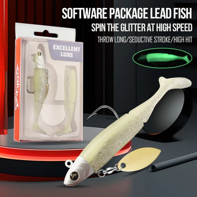 TAIYU Soft Lure & Spinner Combo | 20g Jig Head | T-Tail Silicone Wobbler + Metal Spoon Blade | Pike, Trout & Bass