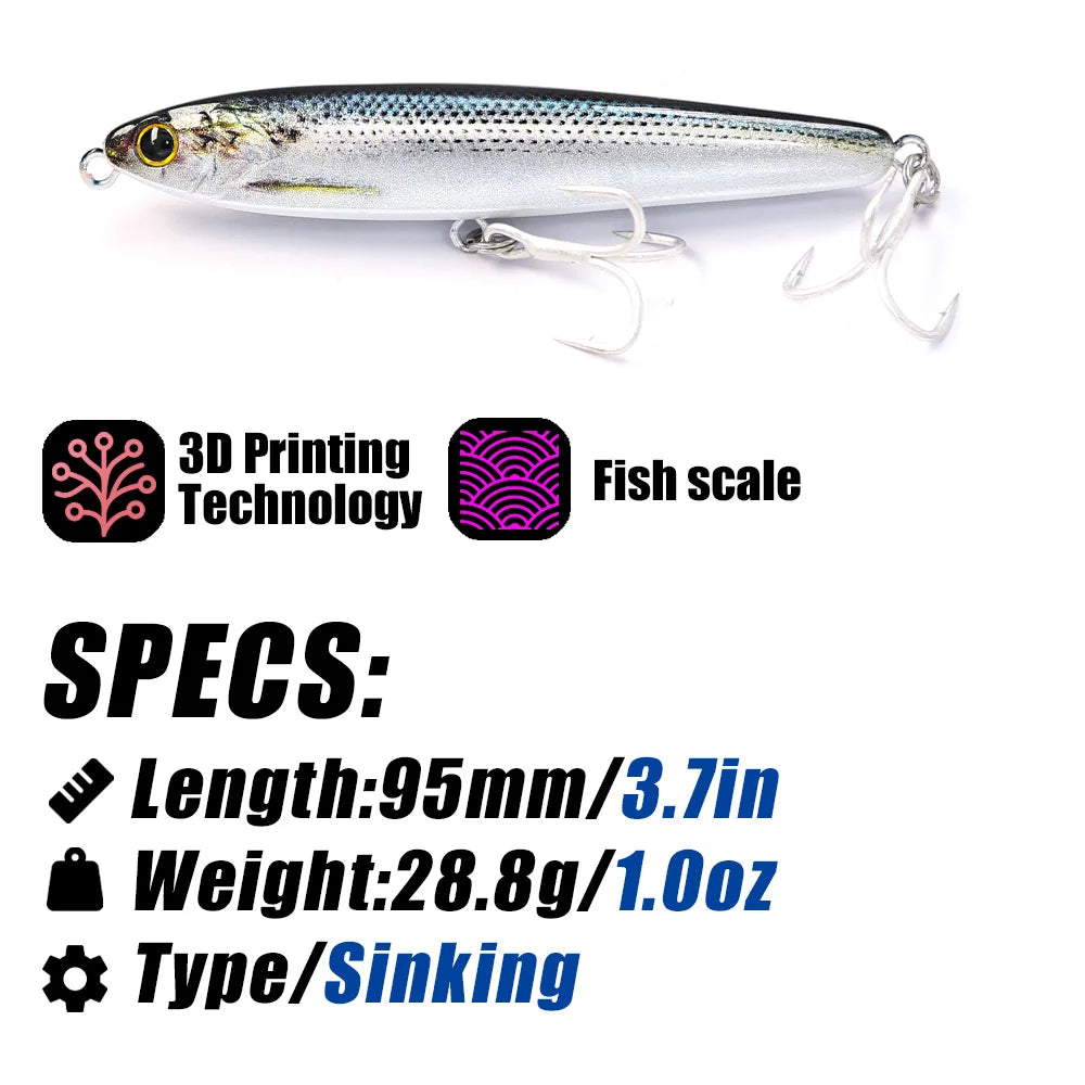 B&U Sinking Pencil Bait 95mm 28g Sinking