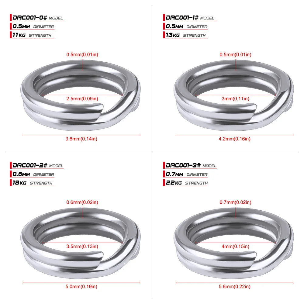 PROBEROS 30pcs Stainless Steel Fishing Split Rings Set
