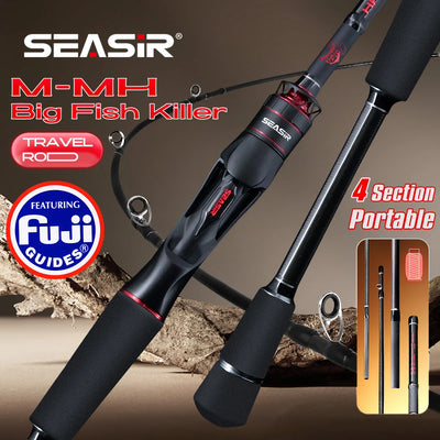 Seasir Salminus XF Travel Rod | 1.83m | 4-Piece | Fuji O Guides | 7–9KG Drag | Spinning & Casting Models