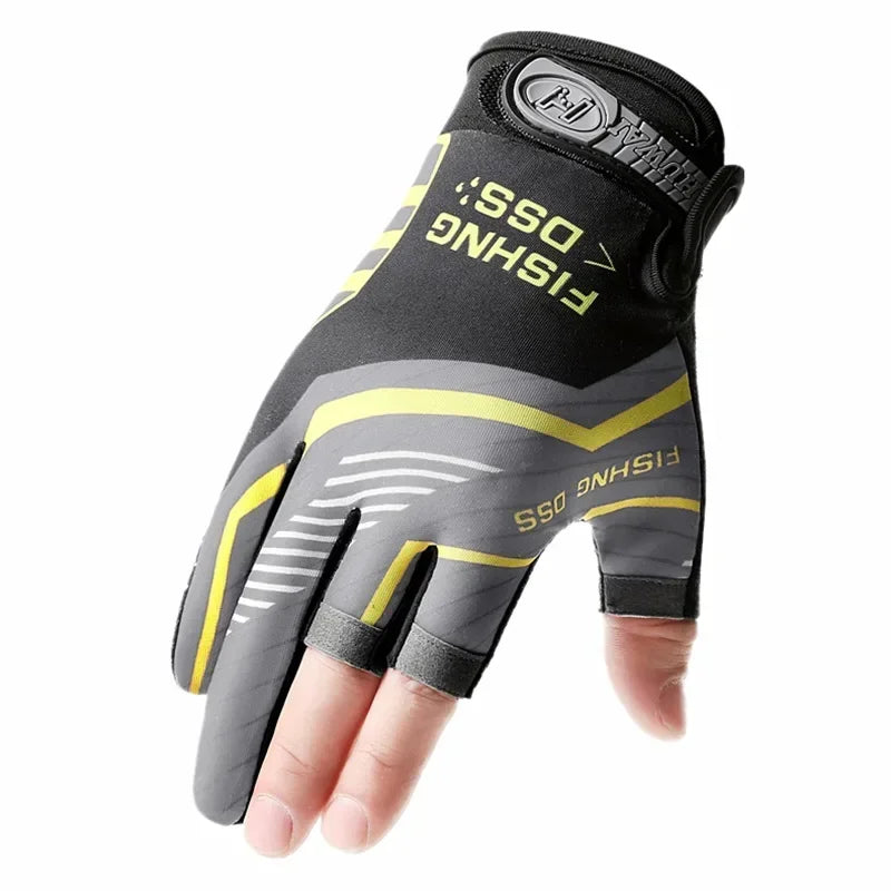 Men’s Summer Fishing Gloves | Ice-Silk Breathable Fabric | Anti-Slip | UV Protection | 3-Finger Cut Gloves