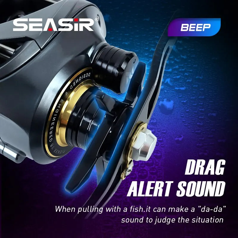 Seasir Cast-X Baitcaster Reel 7.3:1 High-Speed | Dual Spool | Carbon Grip | BFS & Saltwater Ready
