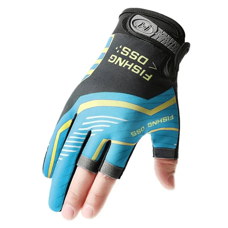 Men’s Summer Fishing Gloves | Ice-Silk Breathable Fabric | Anti-Slip | UV Protection | 3-Finger Cut Gloves