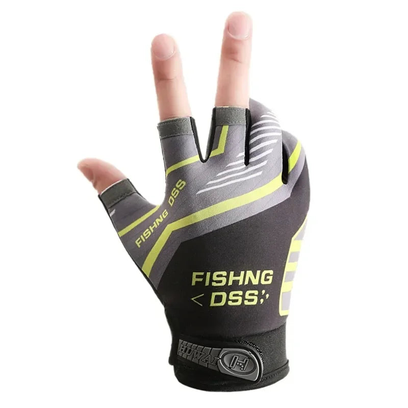 Men’s Summer Fishing Gloves | Ice-Silk Breathable Fabric | Anti-Slip | UV Protection | 3-Finger Cut Gloves