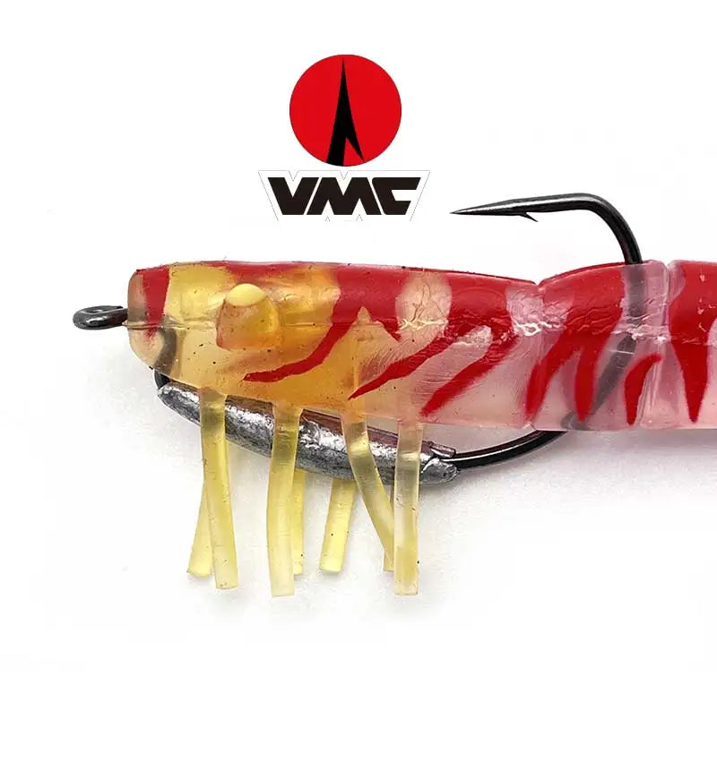 TAKEDO 3-Piece Dirty Prawn Lure Set – 90 mm & 120 mm Soft TPE Shrimp Lures with 5/0 VMC Hooks