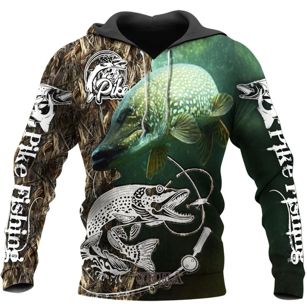Fishing Hoodie | 3D Camo Print | Men’s Fishing Sweatshirt | Streetwear Pullover