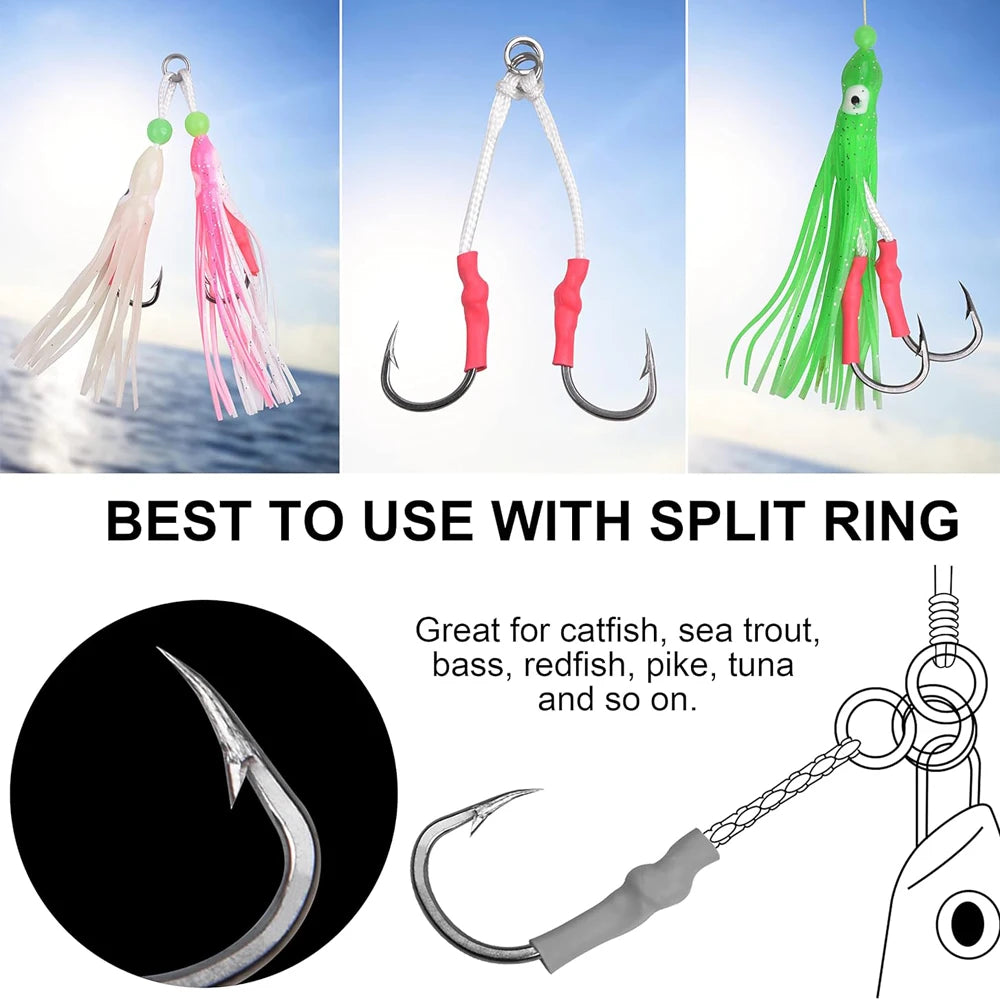 MEGA BULK 100Pcs Assist Hooks Stainless Steel 1/0-10/0