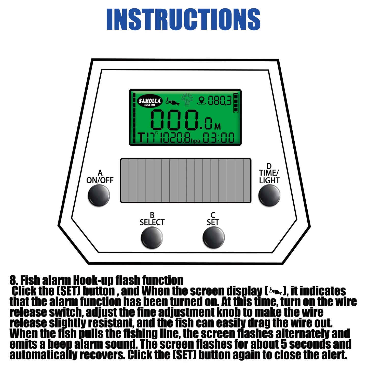 SAMOLLA Large Electronic Baitcasting Reel | Solar + USB Charging | Digital Display | Temp & Air Pressure Monitor