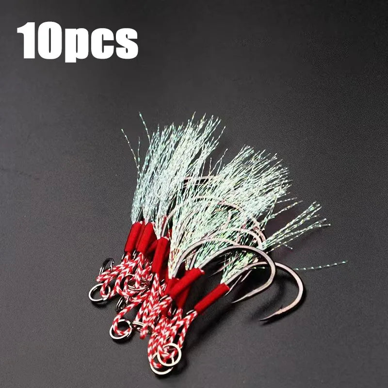 50–80 pcs Jigging Assist Hooks – Barbed Single Jig Hooks for Saltwater & Freshwater Fishing