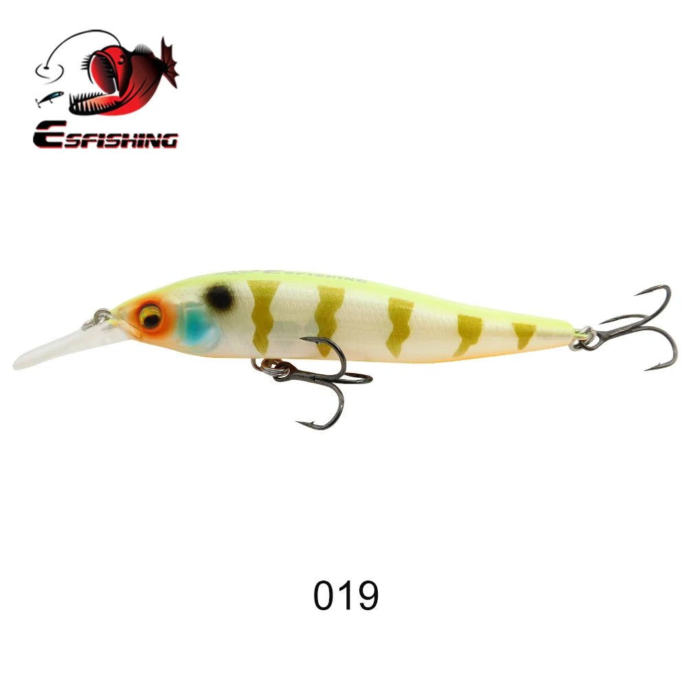 ESFISHING 75 mm Hard Minnow Lure – 7.1 g Slow-Floating Crankbait (28 Colours, 0–2.4 m Depth)