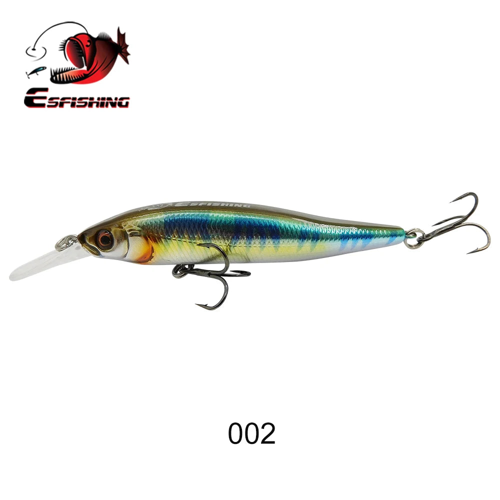 ESFISHING 75 mm Hard Minnow Lure – 7.1 g Slow-Floating Crankbait (28 Colours, 0–2.4 m Depth)