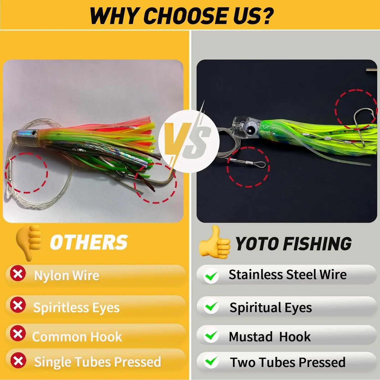 YOTO Trolling Skirt 6.5inch Steel Leader