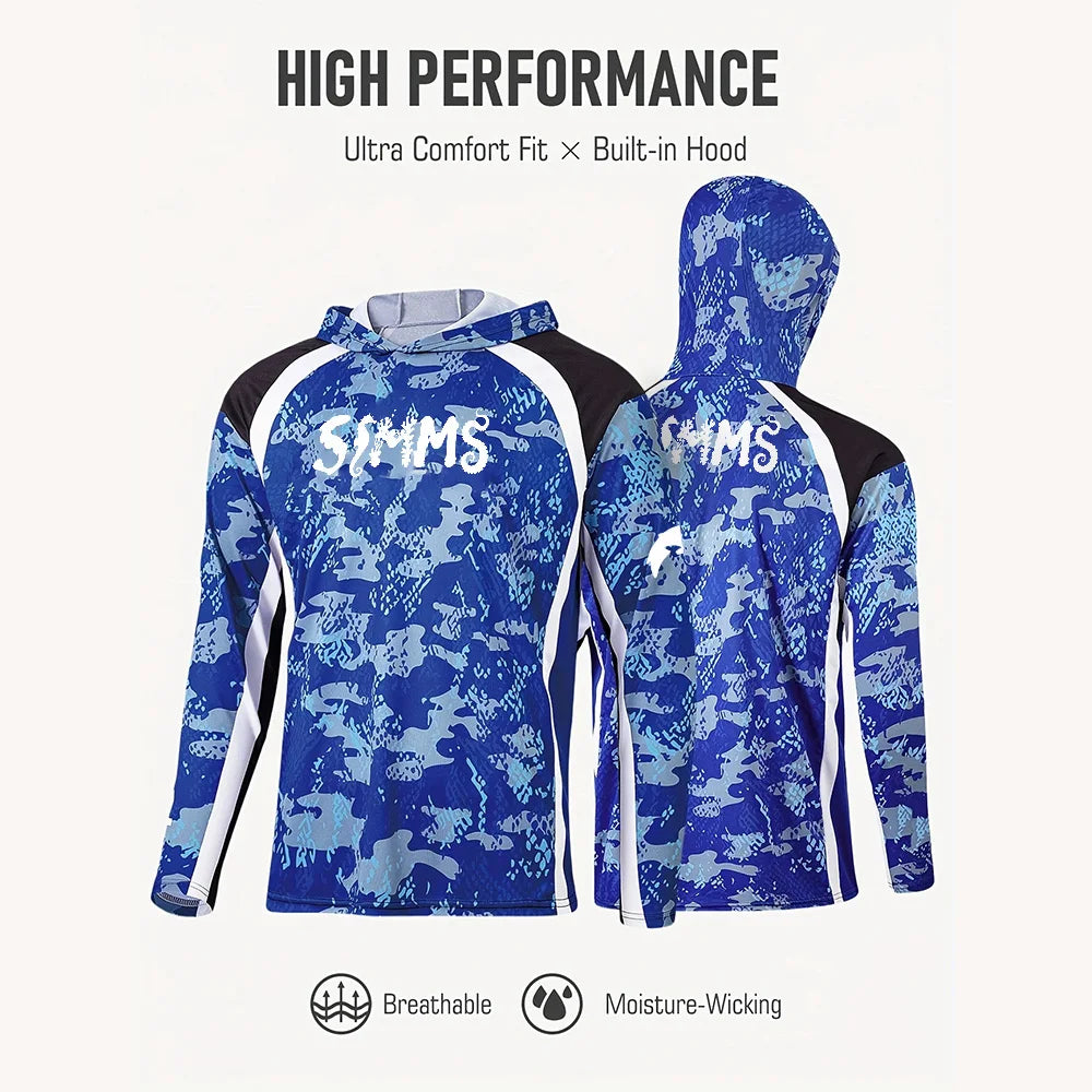Simms Men’s Hooded Fishing Shirt | UPF 50+ Sun Protection | Moisture-Wicking | Quick-Dry Outdoor Performance Top
