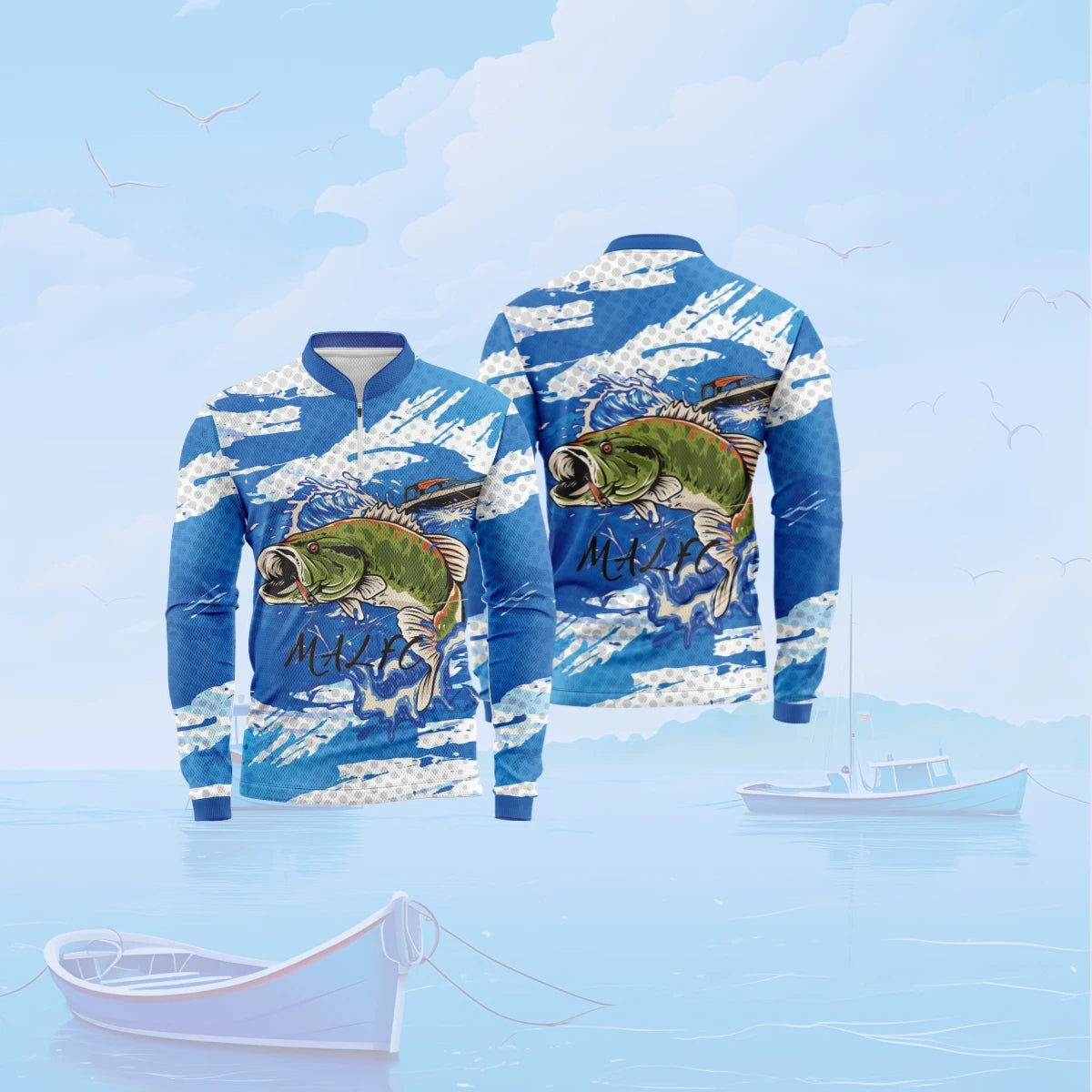 MALFC Long Sleeve Zip-Up Fishing Shirt – Quick-Dry, Breathable & UPF 50+ Sun Protection