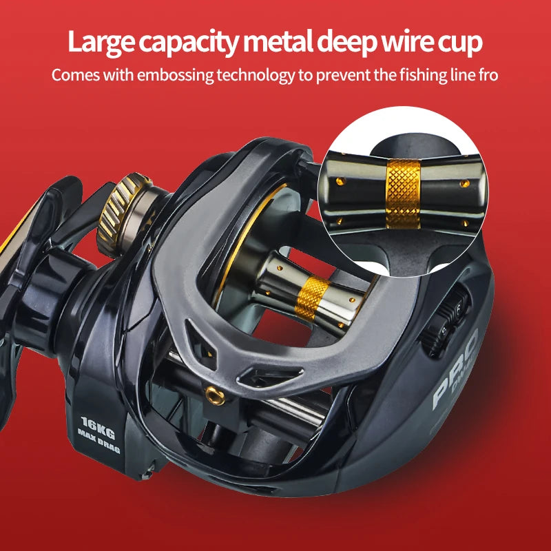 DEUKIO Baitcasting Reel | 7.2:1 High-Speed | 16KG Max Drag | Extended Power Handle | Freshwater & Saltwater