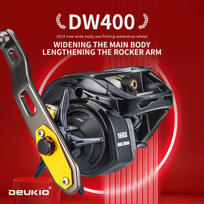 DEUKIO Baitcasting Reel | 7.2:1 High-Speed | 16KG Max Drag | Extended Power Handle | Freshwater & Saltwater