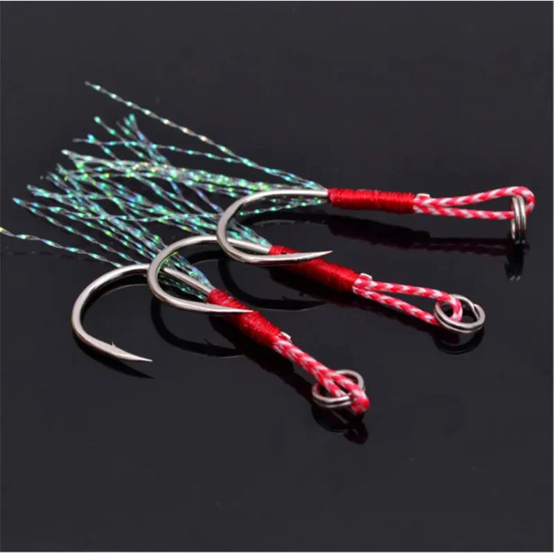 50–80 pcs Jigging Assist Hooks – Barbed Single Jig Hooks for Saltwater & Freshwater Fishing