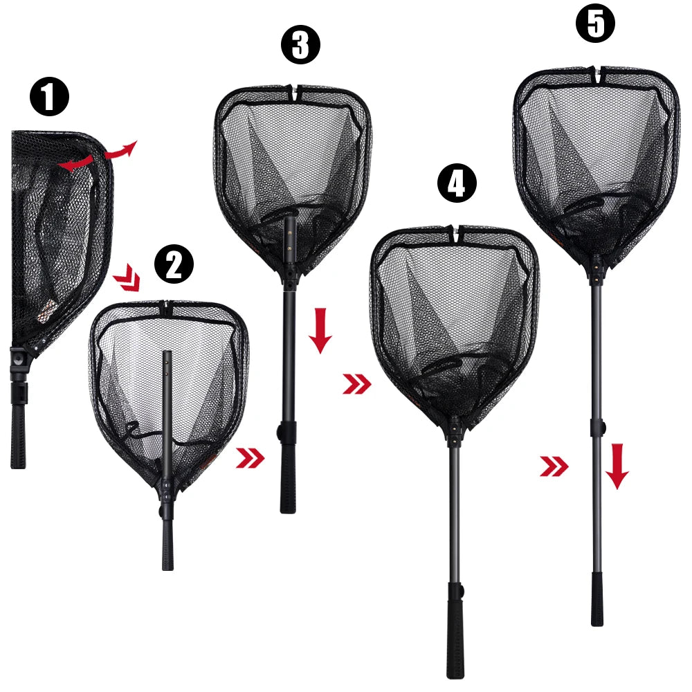 SAMOLLA Telescopic Fishing Landing Net | 130cm | Small Mesh | Retractable Hand Net