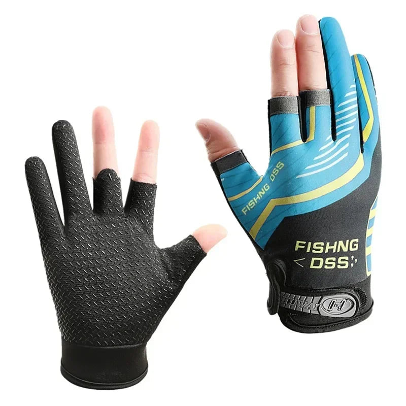 Men’s Summer Fishing Gloves | Ice-Silk Breathable Fabric | Anti-Slip | UV Protection | 3-Finger Cut Gloves
