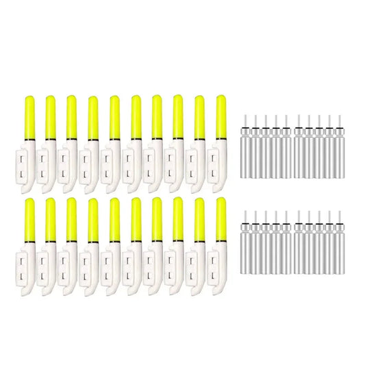 LED Fishing Light Sticks (20 Pack) | Includes Batteries | CR322/CR425 | Waterproof Clip-On Night Glow Lamps