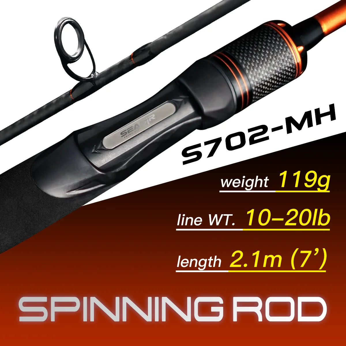 SEASIR Cast X Fishing Rod | Carbon Fibre | 1.83m–2.1m | 7–25g | 9kg Drag | Spinning & Baitcasting Rod