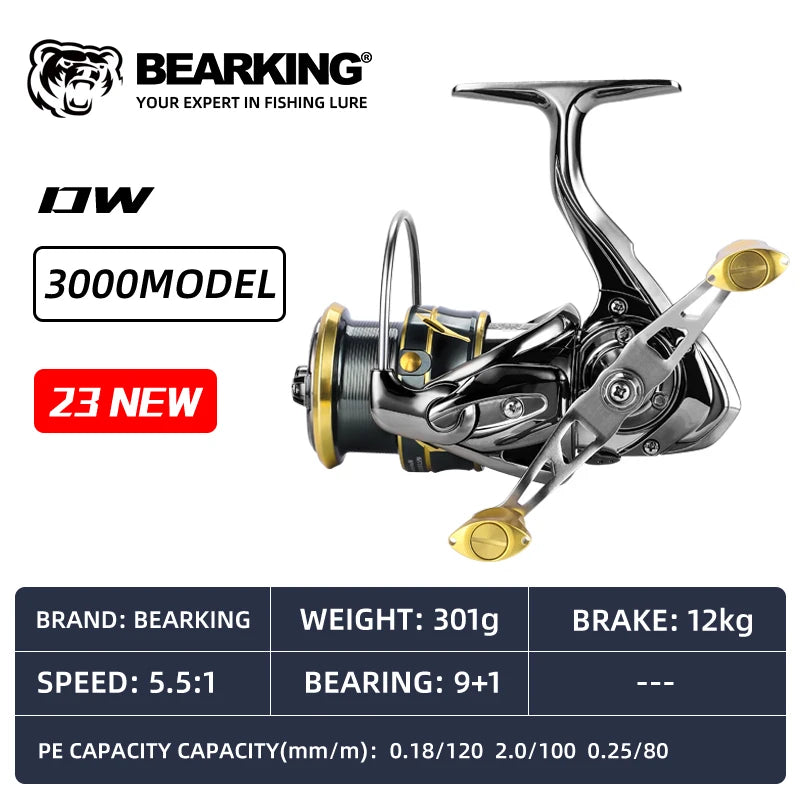 BEARKING 9+1 Stainless-Bearing Spinning Reel – 5.5:1 Gear Ratio, 7 kg Max Drag