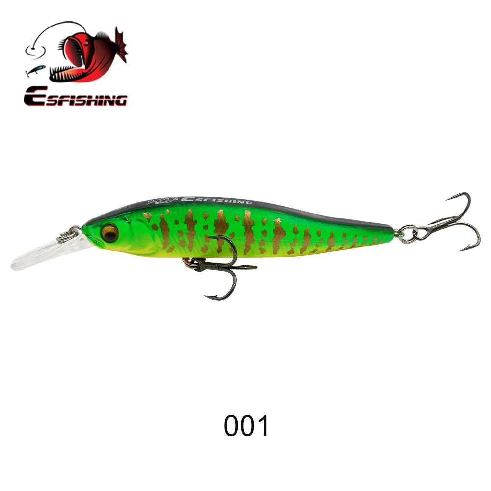 ESFISHING 75 mm Hard Minnow Lure – 7.1 g Slow-Floating Crankbait (28 Colours, 0–2.4 m Depth)