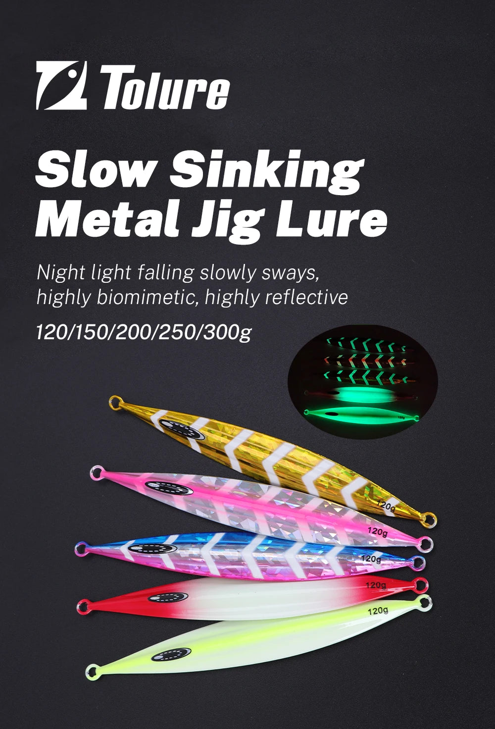 NEW TOLURE Slow Sinking Metal Jig 120-300g