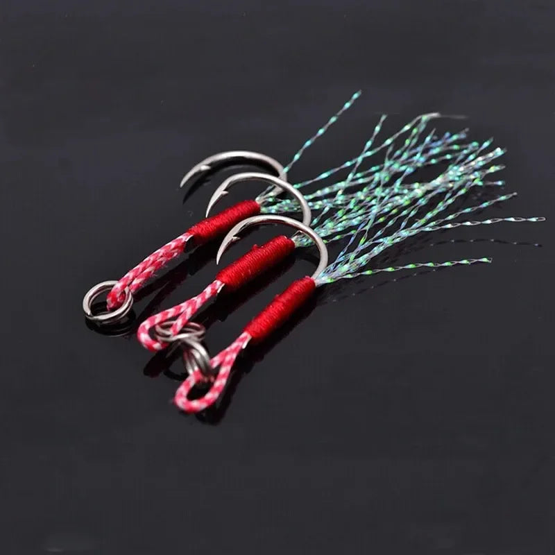 50–80 pcs Jigging Assist Hooks – Barbed Single Jig Hooks for Saltwater & Freshwater Fishing