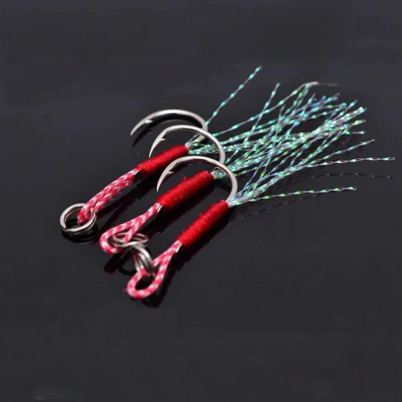 50–80 pcs Jigging Assist Hooks – Barbed Single Jig Hooks for Saltwater & Freshwater Fishing