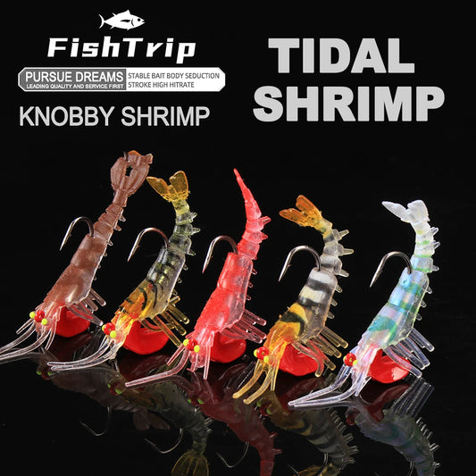 FishTrip 3Pcs Shrimp with Weight 5cm/7cm