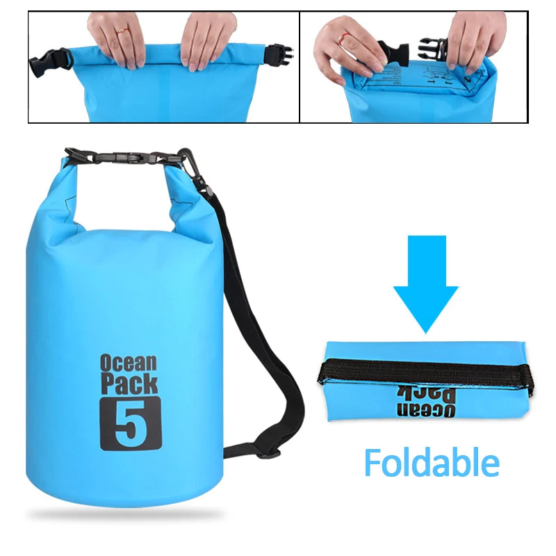 Waterproof Floating Dry Bag | 2L–30L | 500D | Fishing, Boating & Swimming
