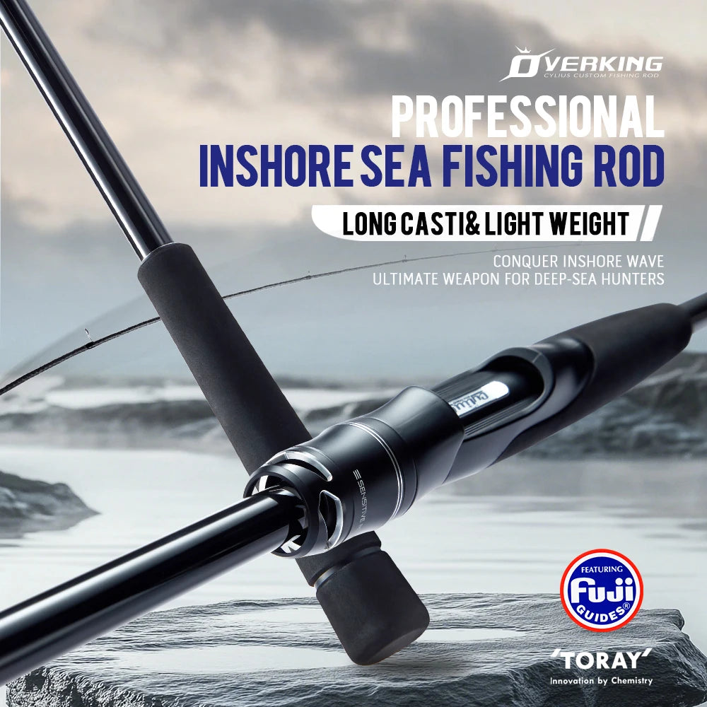 CYLIUS Overking Longcast Inshore Rod | 40T Carbon | Ultralight | Fuji Guides | 2-Piece Saltwater Spinning Rod