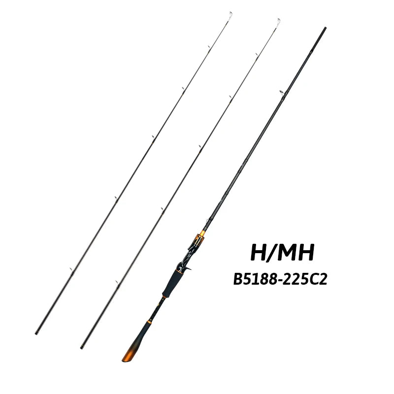 BIUTIFU 2-Tip Spinning &amp; Baitcasting Rod – T1000 Carbon, Fuji Guides (1.8–2.7 m)