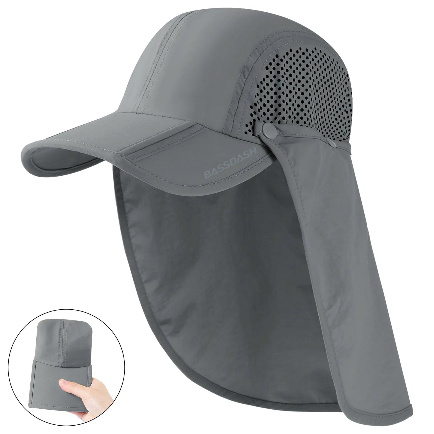 UPF 50+ Foldable Fishing Cap with Removable Neck Flap