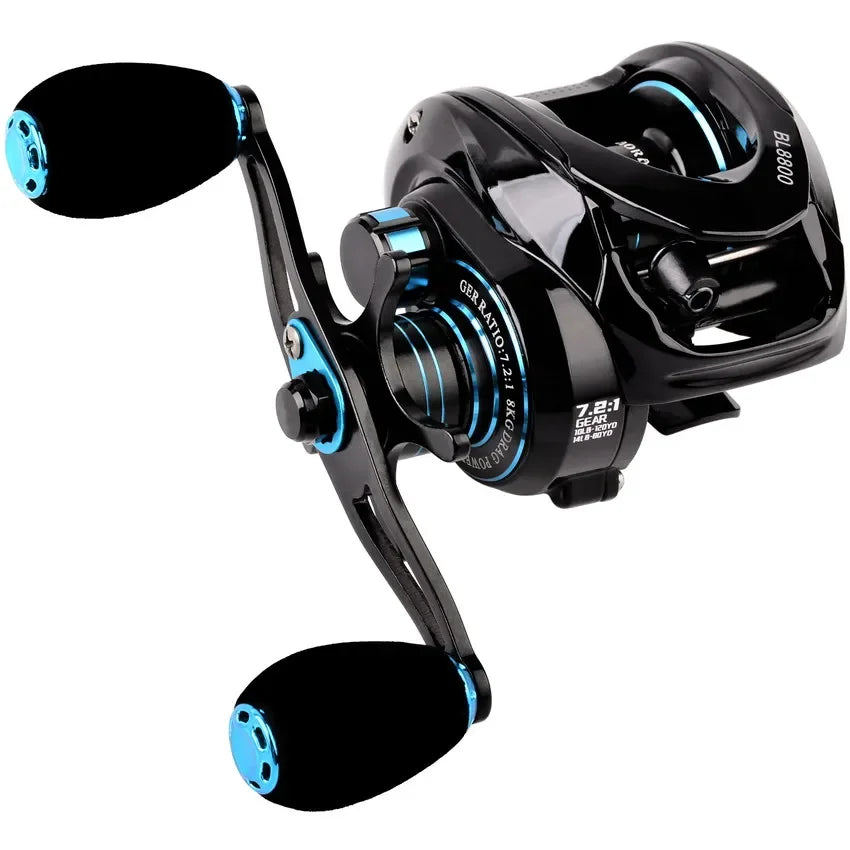 Beginner Baitcaster Reel 7.2:1 Gear Ratio 8-10KG Drag