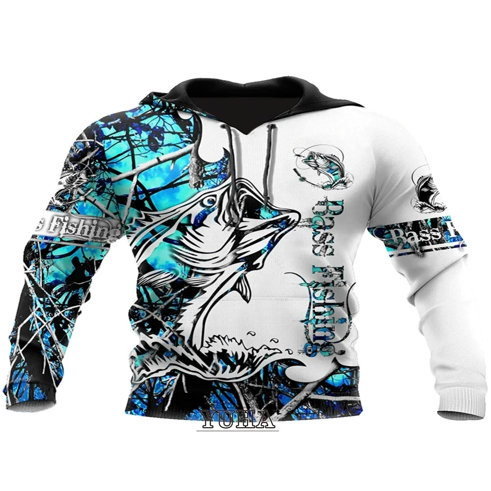 Fishing Hoodie | 3D Camo Print | Men’s Fishing Sweatshirt | Streetwear Pullover
