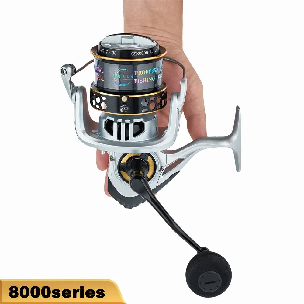 MBLN Heavy-Duty Spinning Reel | 25KG / 55LB Max Drag | Alloy Gear & Spool | CNC Metal Handle | Large Line Capacity