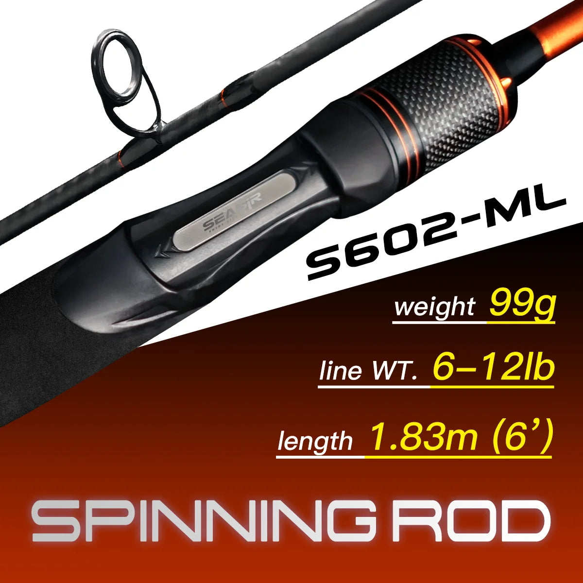 SEASIR Cast X Fishing Rod | Carbon Fibre | 1.83m–2.1m | 7–25g | 9kg Drag | Spinning & Baitcasting Rod