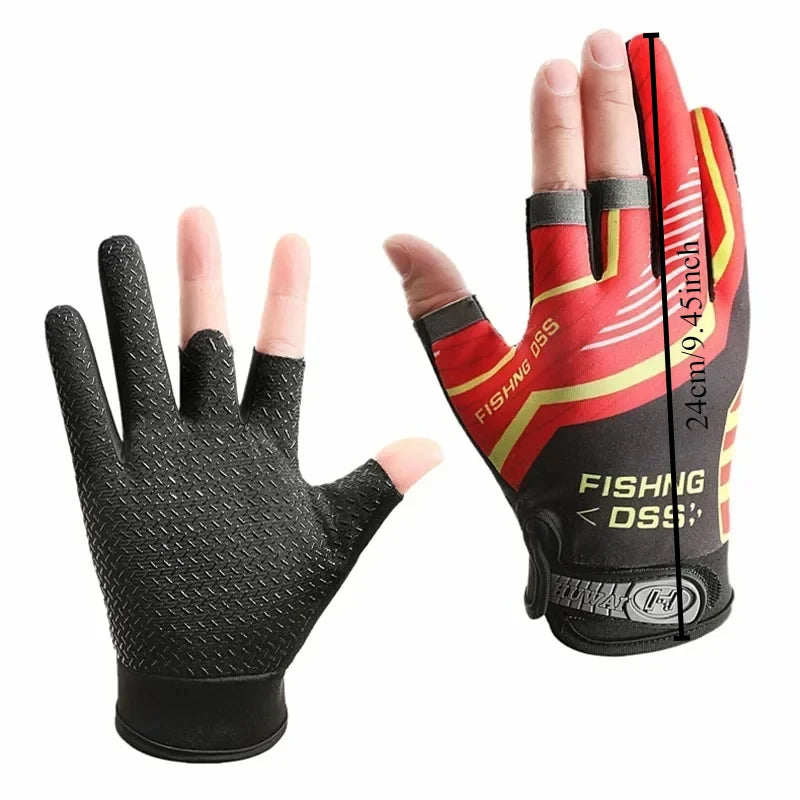 Men’s Summer Fishing Gloves | Ice-Silk Breathable Fabric | Anti-Slip | UV Protection | 3-Finger Cut Gloves