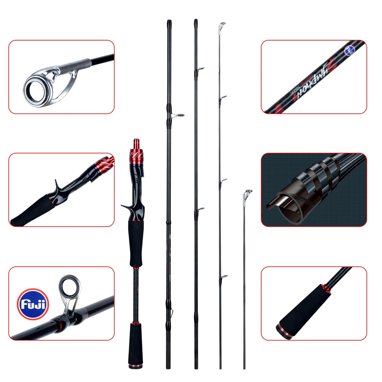 BIUTIFU PHISHGER Traveller Fishing Rod | Fuji Guides | Spinning & Baitcasting | 1.8m–3.0m | Carbon Ultralight Fast Action