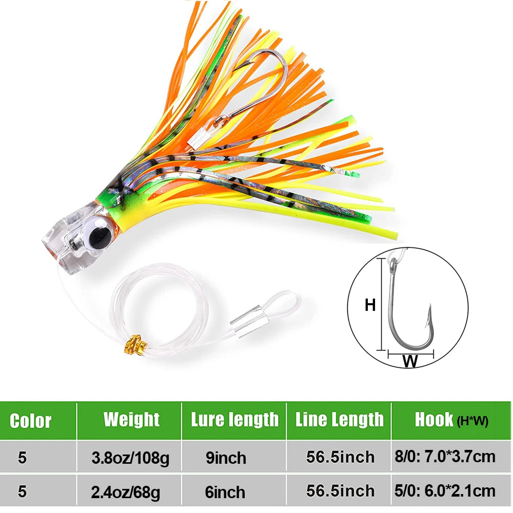 Trolling Skirt Tuna Lures (3-Pack) | 68g / 108g | Rigged Big Game Lures