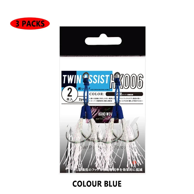 6Pcs Twin Assist Hook Slow Jigging