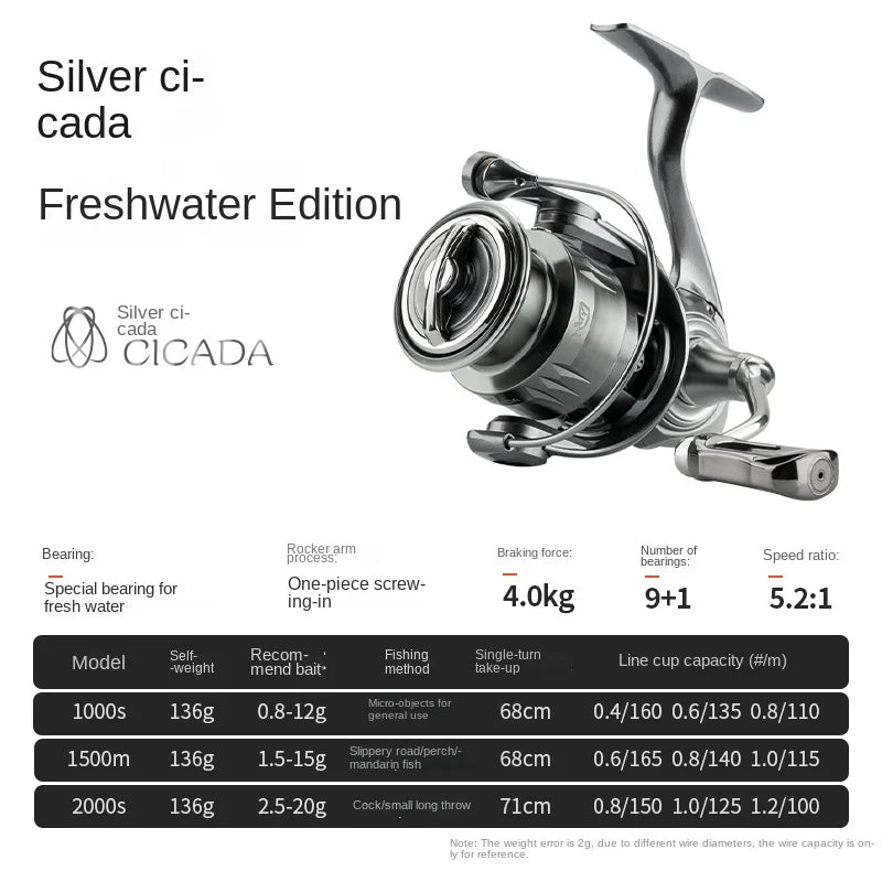 CHILENT CICADA1000 Spinning Reel | Ultralight Carbon Body | Waterproof | Freshwater & Saltwater