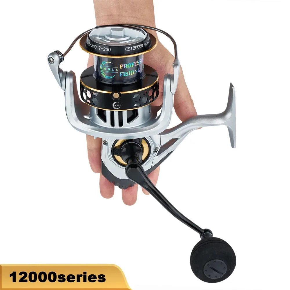 MBLN Heavy-Duty Spinning Reel | 25KG / 55LB Max Drag | Alloy Gear & Spool | CNC Metal Handle | Large Line Capacity