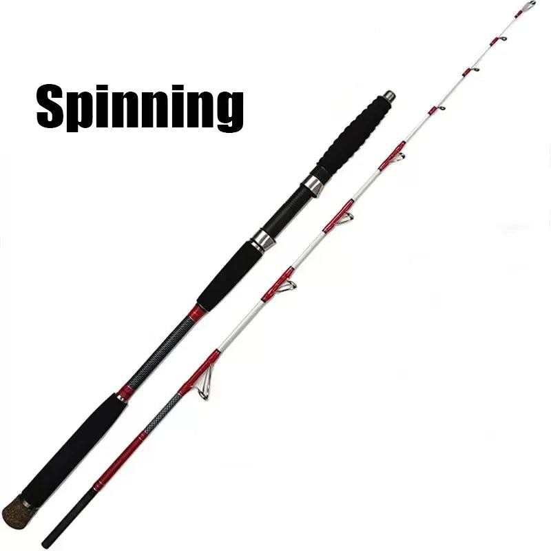 Deep Strike Carbon Jigbait Rod | 2-Piece Slow Action | 25–30lb Power | Boat & Rock Fishing