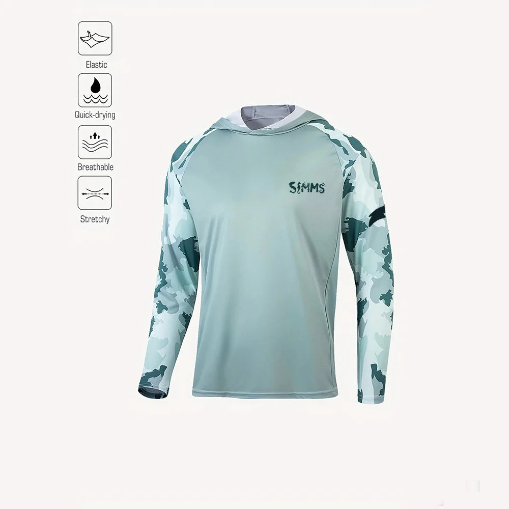 Simms Men’s Hooded Fishing Shirt | UPF 50+ Sun Protection | Moisture-Wicking | Quick-Dry Outdoor Performance Top